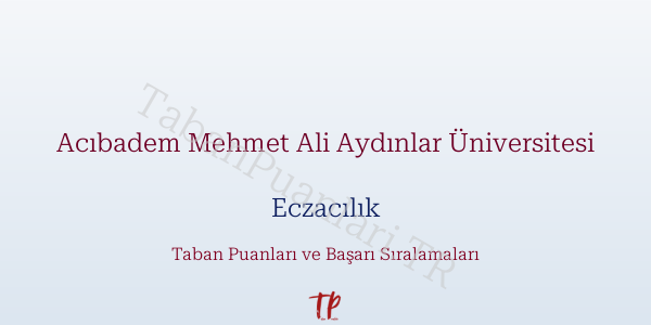 Acıbadem Mehmet Ali Aydınlar Üniversitesi Eczacılık Taban Puanları ve Başarı Sıralamaları 2026