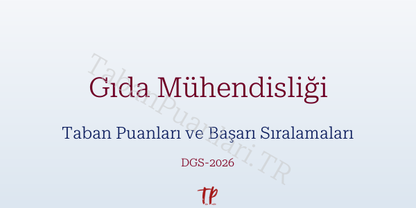 Gıda Mühendisliği DGS Taban Puanları 2026