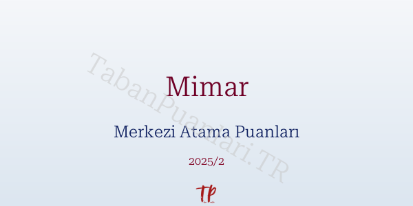 Mimar KPSS Merkezi Atama Puanları ve Kontenjanları 2026