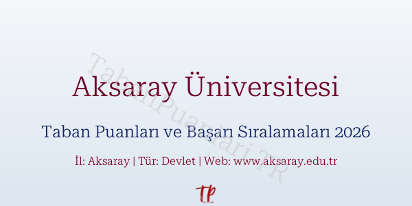 Aksaray Üniversitesi Taban Puanları ve Başarı Sıralamaları 2026