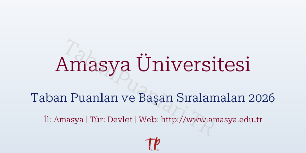Amasya Üniversitesi Taban Puanları ve Başarı Sıralamaları 2026