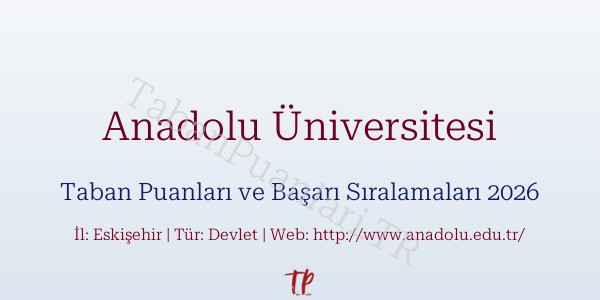 Anadolu Üniversitesi Taban Puanları ve Başarı Sıralamaları 2026