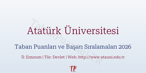 Atatürk Üniversitesi Taban Puanları ve Başarı Sıralamaları 2026