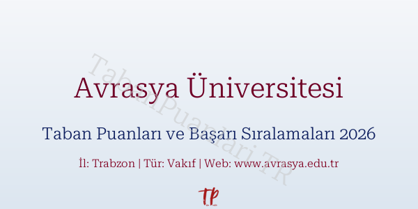 Avrasya Üniversitesi Taban Puanları ve Başarı Sıralamaları 2026