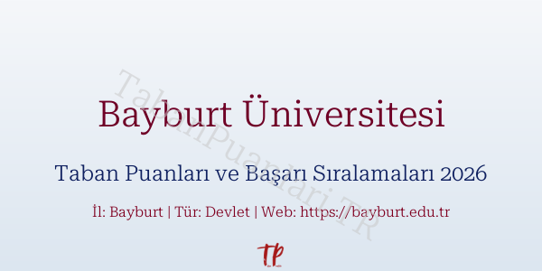 Bayburt Üniversitesi Taban Puanları ve Başarı Sıralamaları 2026