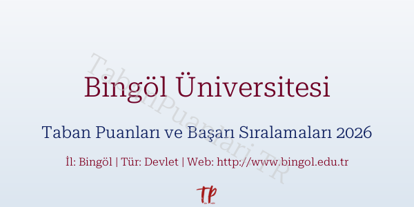 Bingöl Üniversitesi Taban Puanları ve Başarı Sıralamaları 2026