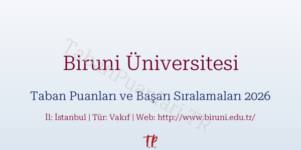 Biruni Üniversitesi Taban Puanları ve Başarı Sıralamaları 2026