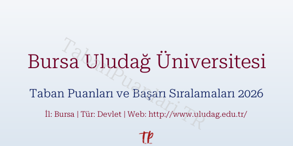 Bursa Uludağ Üniversitesi Taban Puanları ve Başarı Sıralamaları 2026