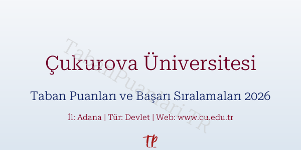 Çukurova Üniversitesi Taban Puanları ve Başarı Sıralamaları 2026