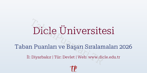 Dicle Üniversitesi Taban Puanları ve Başarı Sıralamaları 2026