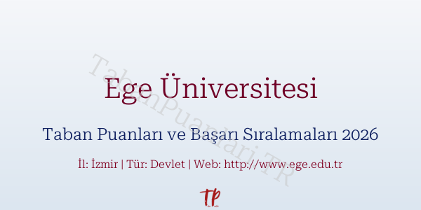 Ege Üniversitesi Taban Puanları ve Başarı Sıralamaları 2026