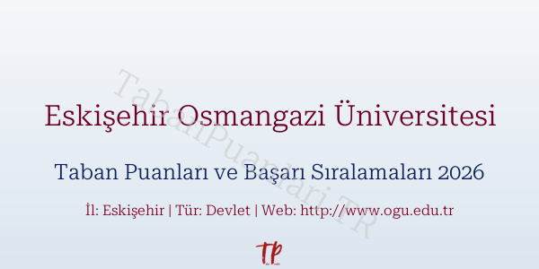 Eskişehir Osmangazi Üniversitesi Taban Puanları ve Başarı Sıralamaları 2026