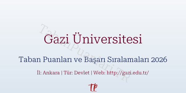 Gazi Üniversitesi Taban Puanları ve Başarı Sıralamaları 2026