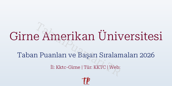 Girne Amerikan Üniversitesi Taban Puanları ve Başarı Sıralamaları 2026