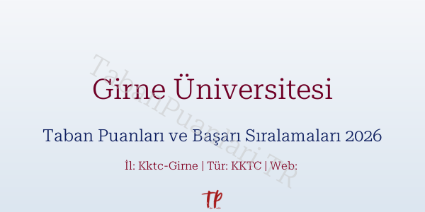 Girne Üniversitesi Taban Puanları ve Başarı Sıralamaları 2026