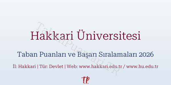 Hakkari Üniversitesi Taban Puanları ve Başarı Sıralamaları 2026