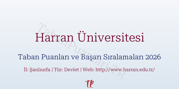 Harran Üniversitesi Taban Puanları ve Başarı Sıralamaları 2026