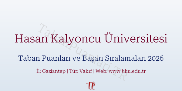 Hasan Kalyoncu Üniversitesi Taban Puanları ve Başarı Sıralamaları 2026
