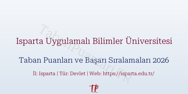 Isparta Uygulamalı Bilimler Üniversitesi Taban Puanları ve Başarı Sıralamaları 2026
