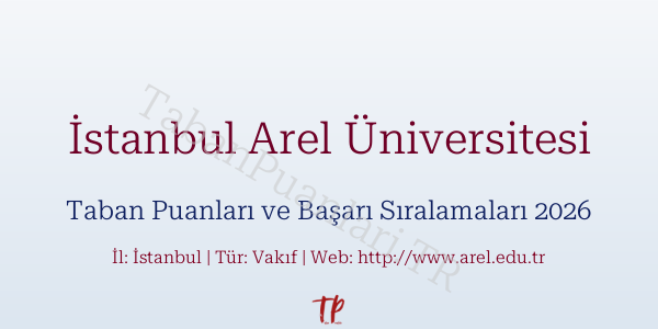 İstanbul Arel Üniversitesi Taban Puanları ve Başarı Sıralamaları 2026