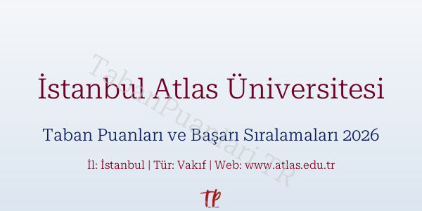 İstanbul Atlas Üniversitesi Taban Puanları ve Başarı Sıralamaları 2026