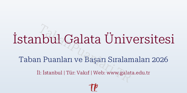 İstanbul Galata Üniversitesi Taban Puanları ve Başarı Sıralamaları 2026