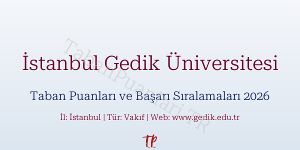 İstanbul Gedik Üniversitesi Taban Puanları ve Başarı Sıralamaları 2026