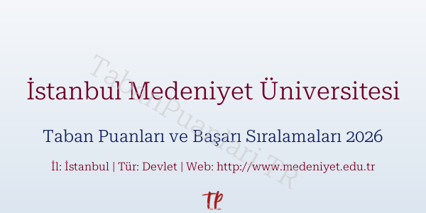 İstanbul Medeniyet Üniversitesi Taban Puanları ve Başarı Sıralamaları 2026