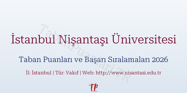 İstanbul Nişantaşı Üniversitesi Taban Puanları ve Başarı Sıralamaları 2026