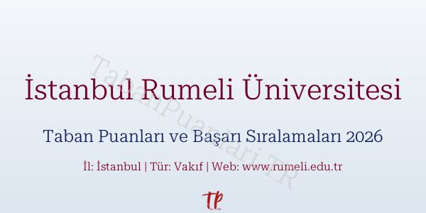 İstanbul Rumeli Üniversitesi Taban Puanları ve Başarı Sıralamaları 2026