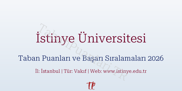 İstinye Üniversitesi Taban Puanları ve Başarı Sıralamaları 2026