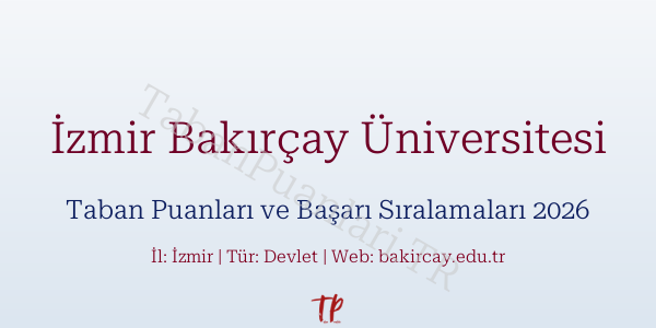 İzmir Bakırçay Üniversitesi Taban Puanları ve Başarı Sıralamaları 2026