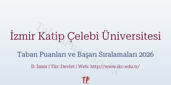İzmir Katip Çelebi Üniversitesi Taban Puanları ve Başarı Sıralamaları 2026