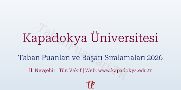 Kapadokya Üniversitesi Taban Puanları ve Başarı Sıralamaları 2026