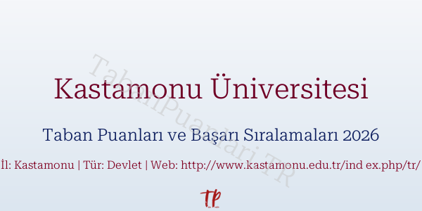 Kastamonu Üniversitesi Taban Puanları ve Başarı Sıralamaları 2026