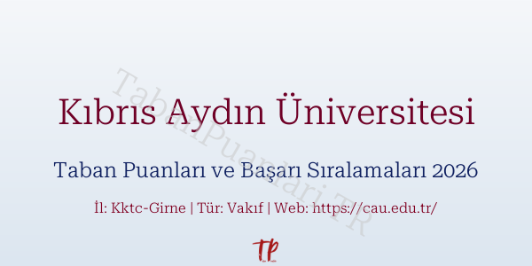 Kıbrıs Aydın Üniversitesi Taban Puanları ve Başarı Sıralamaları 2026