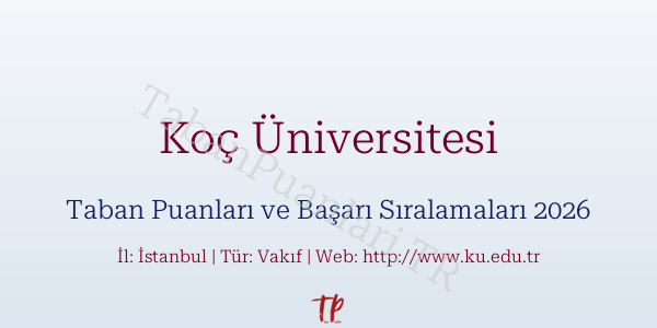 Koç Üniversitesi Taban Puanları ve Başarı Sıralamaları 2026