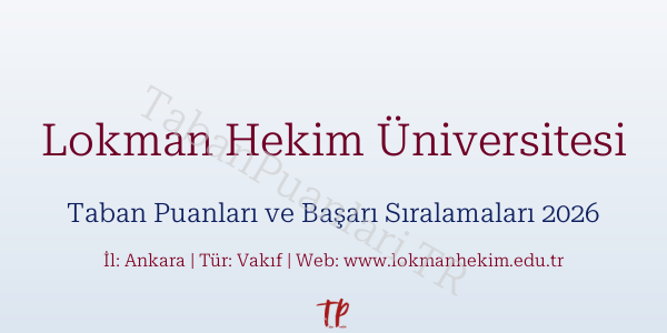 Lokman Hekim Üniversitesi Taban Puanları ve Başarı Sıralamaları 2026
