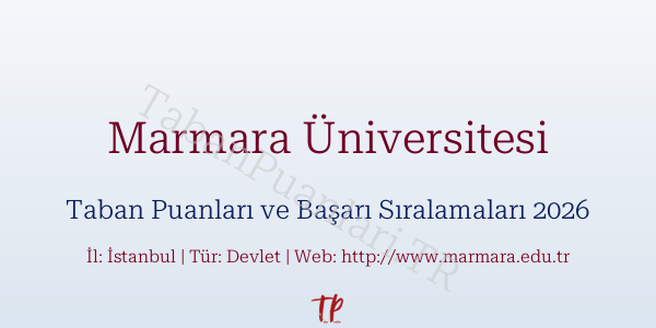 Marmara Üniversitesi Taban Puanları ve Başarı Sıralamaları 2026