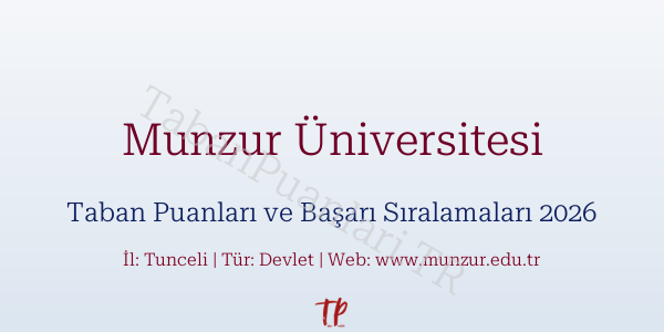 Munzur Üniversitesi Taban Puanları ve Başarı Sıralamaları 2026