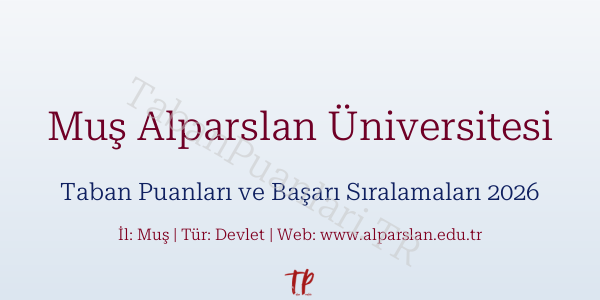 Muş Alparslan Üniversitesi Taban Puanları ve Başarı Sıralamaları 2026