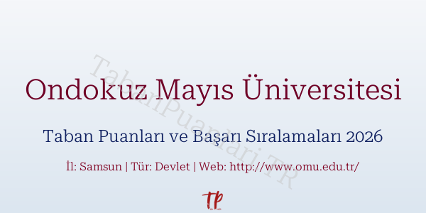 Ondokuz Mayıs Üniversitesi Taban Puanları ve Başarı Sıralamaları 2026