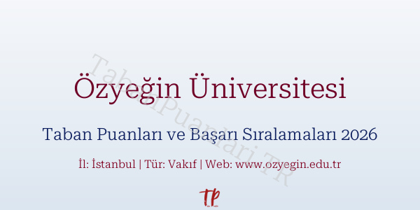 Özyeğin Üniversitesi Taban Puanları ve Başarı Sıralamaları 2026