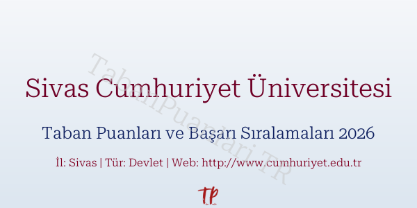 Sivas Cumhuriyet Üniversitesi Taban Puanları ve Başarı Sıralamaları 2026