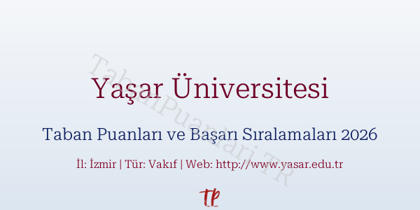 Yaşar Üniversitesi Taban Puanları ve Başarı Sıralamaları 2026